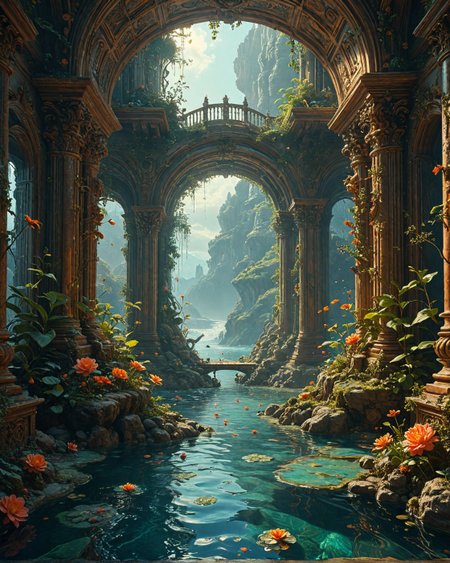 Bridges made of solidified music, Hone-onna, neon-plankton academy with,
 emerald starfire lichen, Space-age ceramic hulls, organic-membrane pathways in, evaporated ocean basin with geometric salt flats, Solarpunk hydroponic spirals style, starlight-singularity lensing,
<lora:tbh124-sdxl:0.15> style of Jean-Antoine Watteau,
<lora:tbh129-sdxl:0.15> style of Michael Cheval,
<lora:Sinozick:0.15>,
<lora:add-detail-xl:0.7>,
<lora:aidmaMJ6.1_v0.5_2:0.3> aidmamj6.1,
<lora:Flux-XL_Scenery:0.15> flux-scenery,
<lora:Flux-style-xl-lora:0.15> flux-style,
8K resolution, ultra-detailed cinematic composition, contemporary concept art style, volumetric magical atmosphere with ethereal glow, rich complementary color palette, vivid gradients and chiaroscuro contrast, dynamic perspective with layered depth of field, inspiring awe-inspiring mood, Unreal Engine 5 render quality, intricate textures, flawless anatomy, rule of thirds composition, luminous highlights, surreal ambiance, award-winning illustration, harmonious balance of light and shadow, photorealistic details, ArtStation trending, chromatic accents, nostalgic futurism, dreamlike serenity, bold creativity, professional finish, sharp focus, ambient background, fascinating dynamic motion,, Baroque art style, dynamic composition, dramatic lighting, rich colors, intricate details, professional-grade execution, captures the grandeur and theatricality of the Baroque period