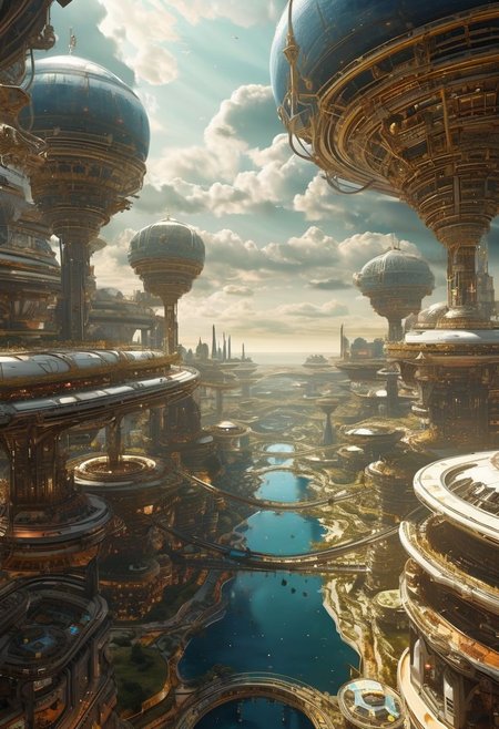 Floating allods in the sky, liminal space, empty space port at night, futuristic, high resolution details, ultra detailed, 8k, uhd, studio photo quality, atmosphere of unearthly wonder, alien design, continents floating above acid seas, exotic biome, alien world, unique ivory structures, cities on high, skyward reach, crossroad of commerce  <lora:add-detail-xl:1>