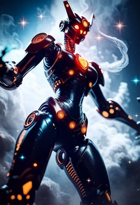 score_9, score_8_up, score_7_up, score_6_up, cinematic render, silicon graphics, cybrk, highest quality, 1girl, robot girl, epic pose, pretendious pose, dramatic angle, dust, smoke, sparkles, glowing parts,  power, cyborg,cinematic, epic photoshot,