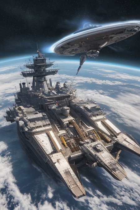 high quality, 8K Ultra HD, highly realistic, The great and sleek ship is moving forward, blasting through space. Embark on an enchanting 8K photorealistic journey as a magnificent starship blasts through a star system.  The ship gracefully flies among other ships. The starship's design boasts advanced tecnological elements. The camera captures every minute detail, by VelvetS, octane render, Isometric, 
<lora:DonM3t3rn1tyXL-v1.1:0.7>, DonM3t3rn1tyXL,
OverallDetailXL  <lora:MJ52:0.3>  <lora:SDXLFaeTastic2400:0.4>