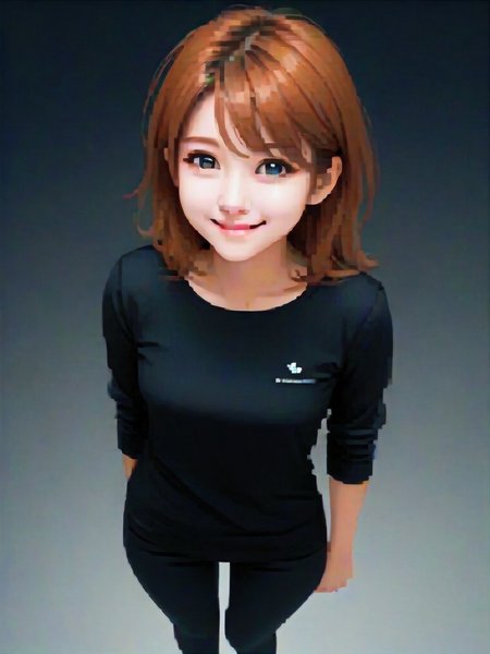 1girl, black cloth, smile, top view, looking to viewer, full body, focus full body, masterpiece, best quality, very aesthetic