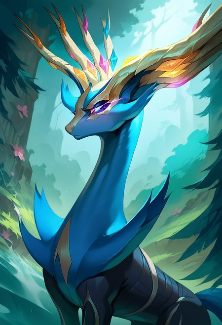 score_9, score_8_up, score_7_up, score_9, score_8_up, score_7_up, score_6_up, score_5_up, score_4_up, 1girl,( feral:1.2),( solo:1.3), League of Legends, Splash Art, side view,( dynamic angle:1.1),
source_anime, Xerneas, forest, cloud, scary, dramatic light,( glowing eyes:1.2), beautiful eye