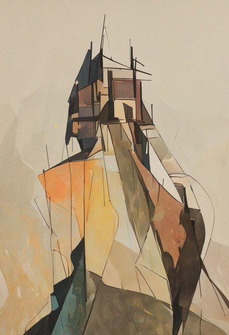 (Silhouette of a house on the cliff beside coast, flat painting background:1.5),
(abstract painting, impressionism, watercolor, oil painting brushstrokes, oil painting texture:1.3),
(brutalist architecture, BRIGHT green AND DARK BROWN color palette, curve LINE, circle, ellipse, core), AK, abstract, deconstruction, geometry, geometric composition,paint painting,harmonious colors, black frame,rectangle, tilt, flat painting, framex, horizontal, Constructivism, Fauvism,