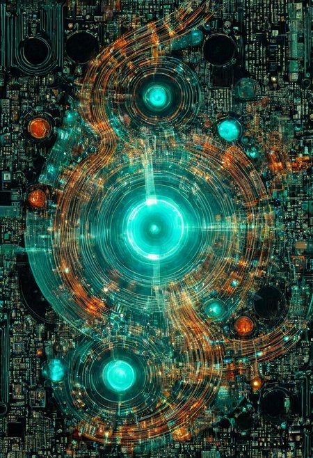 double exposure of opera diva Hatsune Miku with long floating aqua twintails singing high note merging with a printed circuit board of Yamaha electronics chip processor, <lora:DoubleExposure:1>, (head:1.8), <lora:The Phantom of the Opera style:1.5> The Phantom of the Opera style, <lora:loraeyesxl:0.4>