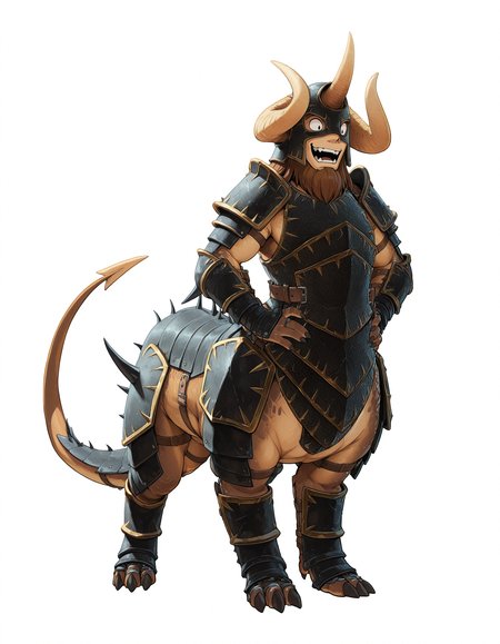 masterpiece, good quality, best quality, solo, white background, 2d, anime,
KholekSuneater, armor, horns, chibi, chibi only, :d, 1boy, taur,
 <lora:KholekSuneater_Vpred:0.6>