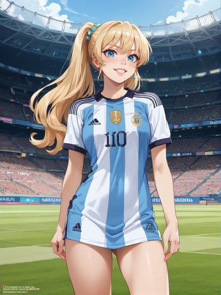 score_9, score_8_up, score_7_up, rating_safe, BREAK  zPDXL2,  zPDXLxxx, source_anime, masterpiece, <lora:neocoill-guy-PONYv1:1>,  <lora:ArgentinaCampeona:1>, 
Argentina, ArgentinaCampeona, ArgentinaCampeon, shirt, striped, sportswear, soccer uniform, soccer,