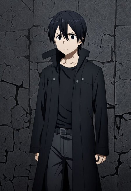 high resolution, professional photography, best quality, 1Boy, Kirigaya Kazuto, Black Hair, Black Eyes, virtual world, confusion, deceived, no way out, hopeless, black clothes, black robes,, overalldetail