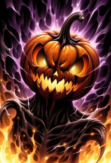 Fear from Inside pumpkin head, art by J. J. Grandville