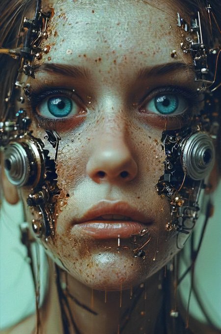 manufactured eyes see everything, your corroding core degenerates, programmed to love and terminate, eerie, dark, grain, glitched