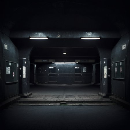 empty old abandoned dark metro station <lora:Metro:1>