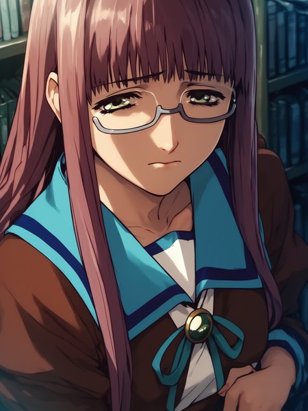 <lora:happy_tentacle-hikaru-v0.2-000030:0.9>, ht_hikaru, glasses, under-rim eyewear, school uniform , 1girl, solo, portrait , , (sad :1.2), , looking at viewer , standing , facing viewer , score_9, score_8_up, score_7_up, score_6_up, score_5_up, score_4_up