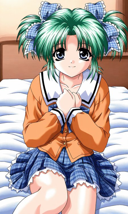 general,highres, ultra-detailed,very aesthetic,best quality ,best hands, BREAK <lora:Minase_Ruka_Akumu_AoiKajitsunoSange_IS:1>
Minase_Ruka, 1girl, solo, green hair, short twintails, blue eyes, hair ribbon, blue plaid ribbon,
short, light smile,  school uniform, ribbon, orange sleeve, 
outdoors,hands on own chest,, plaid skirt, plaid bow, long sleeves, serafuku, bed room, sheet, bed,
