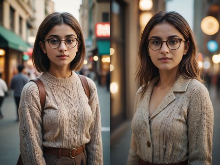 a <lora:RMSDXL_Photo:3> beautiful koh_miakhalifa with glasses, rule of thirds photography, full body portrait, wide view, bokeh blur, photography, intricate detail, intricately detailed, hyperrealistic, cinematic, atmospheric, full body and face, Bokeh blur, hyper detail, incredible lighting and depth, Yashica T4 Kodak Ektachrome 100, 24mm, 8k,