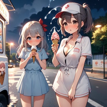 girl like ice cream truck / ice cream machine