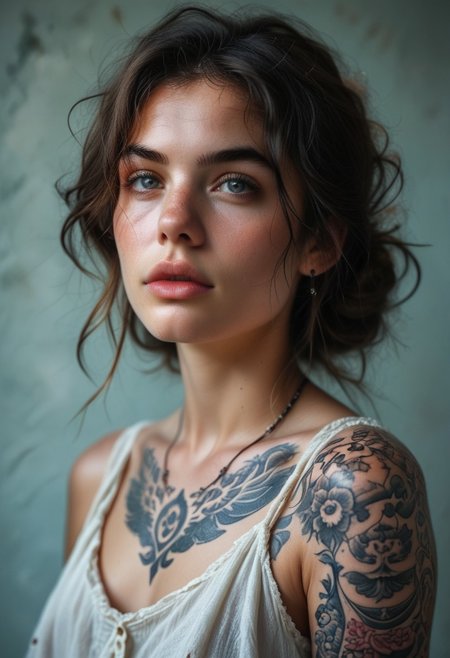 commix style, score_9, score_8_up,  score_7_up, (realistic:1.3) (best quality:1.1) BREAK 
(from side:0.2),(from below:0.2). 
1woman, young woman, nipples goosebumps, close shot of natural breasts∙erect nipples, realistic skin ∙ ultra realistic sharp skin,  perky nipples, narrow waist, visible ribs, toned body,(goosebumps:1.1). 
looking at viewer. 
dynamic angle, vivid colors, gods rays, vivid colors, gods rays, tattoos,