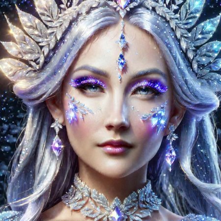 portrait of an epoch elf,  wearing a ((fairy dress, crystalline dress)), she has long glittery silver hair, perfect elven face, symmetrical eyes, fine details best quality, hyperdetailed face, photorealistic, highest quality, best shadow, highly detailed. photography, professional, 4k, 8k HD, professional, purple colors, blue light, blue atmosphere