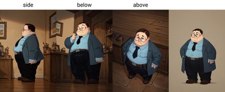score_9, score_8_up, score_7_up, <lora:Chuck_epoch_10:0.80> hiafchuck, 1boy, young, fat, chubby, glasses, blue coat, light-black tie, light-blue shirt, belt, light-black pants, full body, from side,
