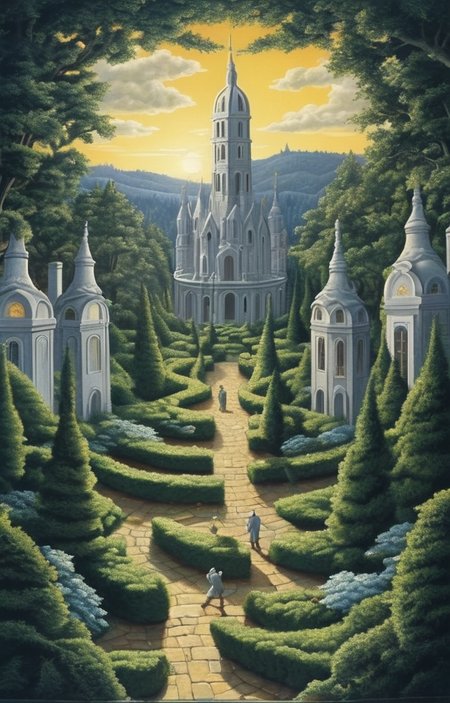 masterpiece,best quality,<lora:tbh277-sdxl:0.9>,illustration,style of Rob Gonsalves, A bottle of perfume in garden