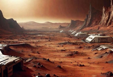 EdobHorrorLandscape,
A landscape of a deserted mars base,
hopeless, nightmare,