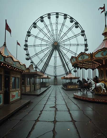 abandoned amusement park illu
