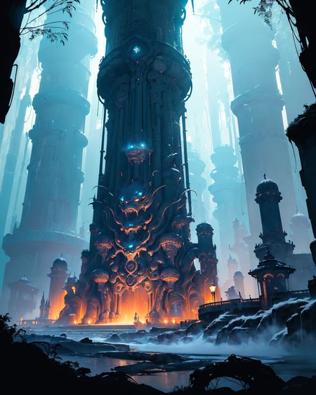 (masterpiece:1.4), (intricate details:1.4), (hyperrealistic:1.3),(painting:0.9),(fantasy landscape:1.3),
H.R. Giger: (biomechanical horror), (alien landscapes), (black-and-white contrast), (surreal organic forms),
Japanese bamboo grove in light rain,  
Sunshower with rainbow formation,  
Asperitas waves in post-storm sky,  
Factory flare stacks painting skies, 
,  
Caves with walls made of frozen time,
Libraries with books written in light,
,
( f/16, shutter speed 1/15 sec, iso100, white balance shade, exposure compensation    "-2.5 ev", shutter priority shooting mode, symmetry and balance, focus mode single, partial metering:1.2),
<lora:JuggerCineXL2:1>,
 <lora:add-detail-xl:1.15>,
 <lora:WildcardX-XL-Detail-Enhancer:0.8>,
 <lora:sdxl_lightning_8step_lora:1>,
<lora:EnvyDramaticLightingXL02_photo:0.4>,
 <lora:xl_more_art-full_v1:0.6>,
 <lora:游戏概念场景（二次元方向）:0.15> HEZI ,
<lora:landscapes:0.3>,