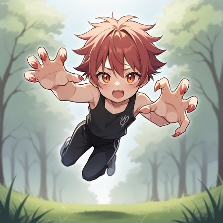 score_9, score_8_up, score_7_up, score_6_up, score_5_up, score_4_up, zPDXL2,source_anime,rating_questionable,1girl, solo, outdoors, looking at viewer,  <lora:Pounce:0.4> pnc3, pouncing, jumping, claw pose, arms outstretched, reaching to viewer
