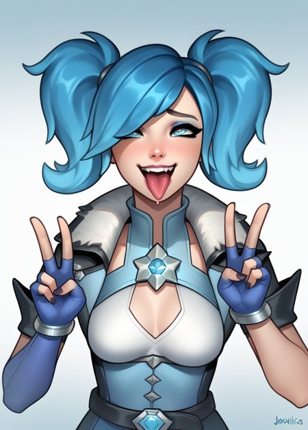 score_9, score_8_up, score_7_up, score_6_up, score_5_up,  source_anime,
BREAK
1 girl, solo, Evie_Paladins, evie outfit, portrait, smile, own ahegao, double peace signs, looking at viewer, salvia, shoulder shot, different lenght gloves
BREAK
gradient background,  <lora:EviePaladins3:0.8>