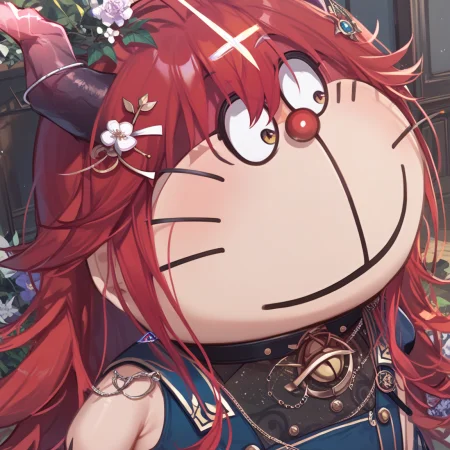 score_9_up, score_8_up, score_7_up, score_6_up, (DoraemonStare:1.1), (daraemon:1.1), alternate costume, 
SudaYoruka, dragon horns, red hair, long hair, jirai kei, <lora:SudaYorukaXL_autismmixPony2:1>, 
looking at viewer, upper body, smile, <lora:DoraemonStareXL_Pony:1.1>, masterpiece, newest, absurdres