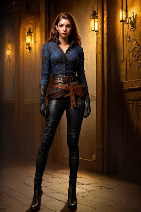 RAW photo, (masterpiece:1.3), subsurface scattering, heavy shadow, (high quality:1.4), (intricate, high detail:1.2), professional photography, HDR, High Dynamic Range, realistic, ultra realistic, photorealistic, high resolution, film photography, ambient lighting, atmospheric effects, <lora:detail_slider_v4:2>, OverallDetail, <lora:FantasyRogues:0.65>, 1girl, beer, belt, black pants, breasts, brown hair, fanrog, glass, gloves, ndoors, jewelry, leather, leather gloves, lips, long hair, night, pants, pouch, solo, standing,