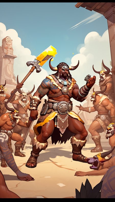 Indie game art,(Cinematic scene, hero view, d4b barbarian <lora:diablo_4_barbarian_xl_v1:1>, action pose, detailed background, masterpiece, best quality, high quality, absurdres), (Vector Art, Borderlands style, Arcane style, Cartoon style), Line art, Disctinct features, Hand drawn, Technical illustration, Graphic design, Vector graphics, High contrast, Precision artwork, Linear compositions, Scalable artwork, Digital art, cinematic sensual, Sharp focus, humorous illustration, big depth of field, Masterpiece, trending on artstation, Vivid colors, trending on ArtStation, trending on CGSociety, Intricate, Low Detail, dramatic