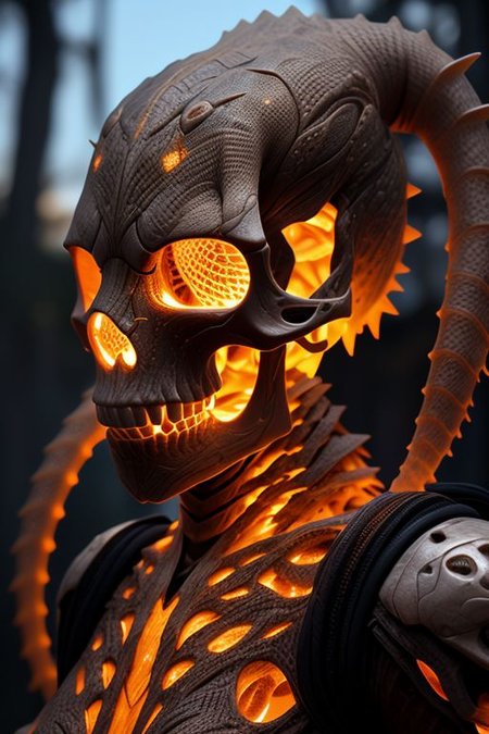 epoxy_skull, score_9_up, score_8_up, score_7_up, score_6_up, nsfw, explicit_content, (a beautiful girl:1.3), solo, beautiful face, octopus body, insect exoskeleton, glowing radiant glow from between gaps of exoskeleton, hyper realistic skin texture, detailed rough lizard skin, 8k, photorealistic, DSLR, racing leathers clothes,