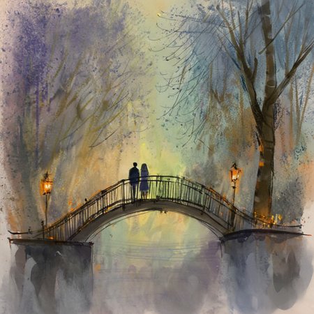 drawix16 lovers on the bridge<lora:drawix16:1>