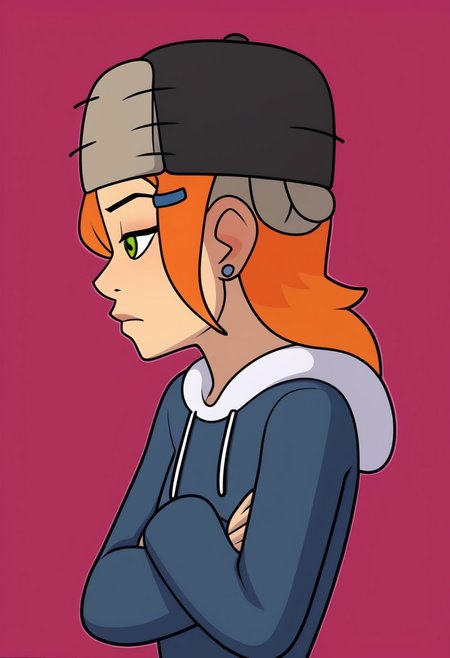 chgwen10, chgwen10 wearing fur hat, arms crossed, solo, looking to the side,