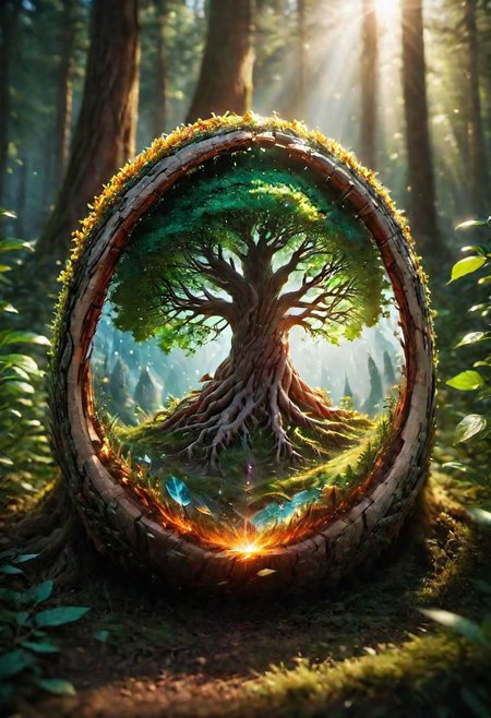 onoff, a photo of a (beautiful:1.2) Yggdrasil, colorful, glowing, ultra detailed, well defined bark and leaves masterpiece <lora:onoff4:1>