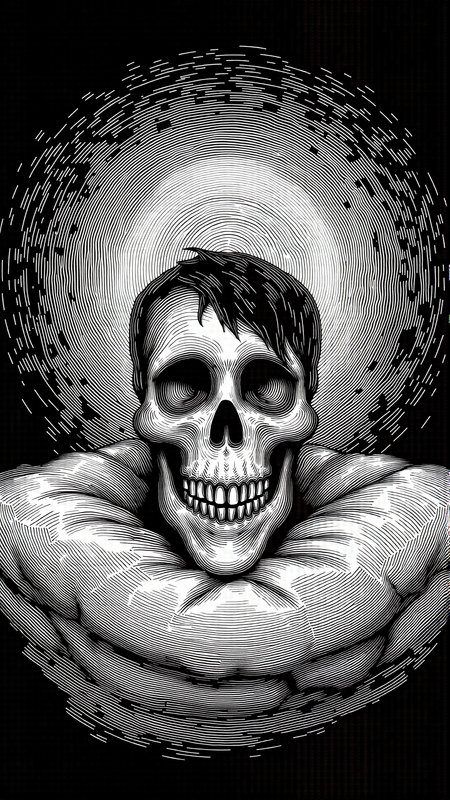 monochrome, lineart, dark, horror, pillow<lora:vorticaFlux:0.9>