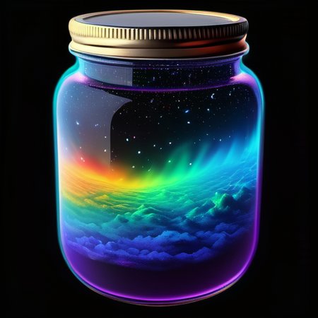 bioluminescent rainbow, ultra detail  colorful nebula universes   in a jar ral-lava:0.9:20 ultra realistic 8k cg, masterpiece, professional artwork, cinematic lighting,Contained Color