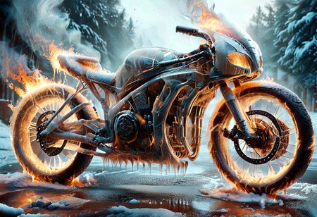 1c3_w1n73r, f1r3, <lora:Varos_-_Fire_Style:0.75> <lora:Varos_-_Ice_Style:0.75> <lora:StS_PonyXL_Detail_Slider_v1.4_iteration_3:0.8> (score_9, score_8_up, score_7_up:1), majestic, (ghost rider with his bike of fire, winter:1.45), elaborate, (ultra realistic:1), (masterpiece, translucent:1.2), best quality, intricate, extremely detailed, detailed background, masterpiece, best quality, highly detailed, sharp focus, hyper-detailed, safe_pos