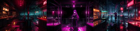 highly insanely detailed, masterpiece, top quality, best quality, highres, 4k, 8k, RAW photo, (very aesthetic, beautiful and aesthetic), 
__lazy-wildcards/subject/env-bg-interior/cyberpunk_club/prompts__, 
<lora:Cyberpunk_Club:0.5>, 
(1girl:1.3), 1other, 
__lazy-wildcards/dataset/background__,âââ