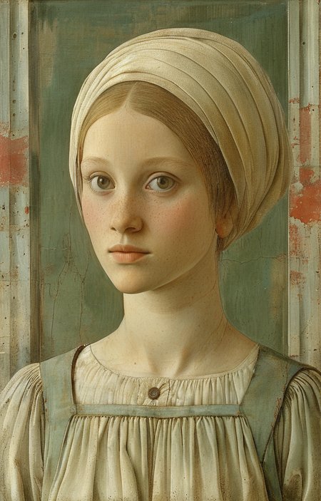 masterpiece,best quality,<lora:tbh194-sdxl:0.9>,illustration,style of Piero della Francesca tech genius teenage girl