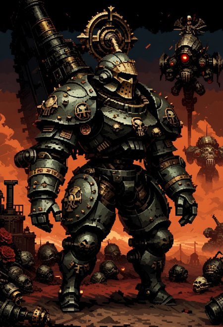 score_9, score_8_up, score_7_up, yamer_pixel_fusion, pixel art, warhammer 40k armor, space marine, grimdark, hyper-detailed, dark fantasy, d3p1x3l, pixel art