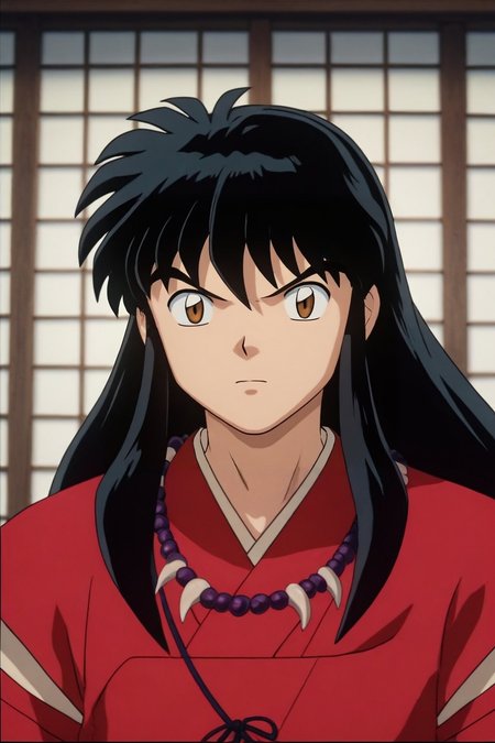 score_9, score_8_up, score_7_up, source_anime, rating_safe, intricate details, (3d:0.4), looking at viewer, depth of field, 1boy, solo, male focus, <lora:inuyasha_pony:0.92>, inuyasha, black hair, brown eyes, necklace, jewelry, , kimono, japanese clothes, red kimono, , clown costume, <lora:sdxl_lightning_8step_lora:1>