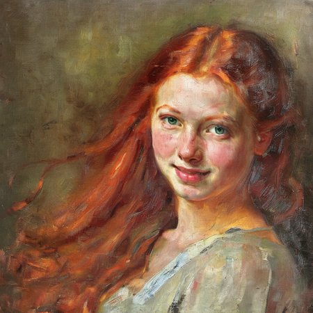 barbacki professional portrait, young beautiful girl with long red hair in the background<lora:barbacki:1>