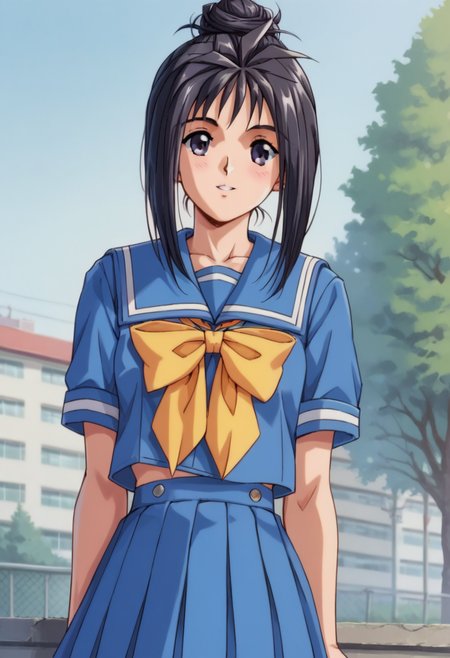 score_9, score_8_up, score_7_up, score_6_up, score_5_up, score_4_up, masterpiece, best quality, BREAK,
1girl, outdoors, school,  <lora:Katagiri_Ayako_Tokimeki:1> katagiri_ayako, single hair bun, black hair, school uniform, serafuku, skirt,