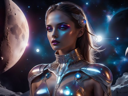 <lora:TechPunkAIv2Pruned:.9> LunarPunkAI  woman fashion  (Highly detailed, amazing fantasy setting), (Shiny Impressive lighting), (Colorful, Ultra Realistic, High quality, Highly detailed, Sharp focus, 8K UHD, Art photography), (trending on artstation)