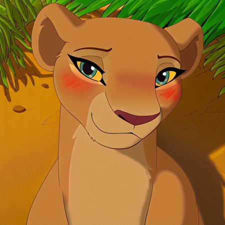 zPDXL, score_9_up, score_8_up,_7_up, score_6_up, score_5_up, score_4_up ,source_furry, best quality, amazing quality, masterpiece, 1girl, looking at viewer, solo, lying on the ground, cute, blush, cute smile, cute pose, close, face focus, out doors, savanna, jungle, leafs, water, nala, lioness, brown-cream fur, teal eyes, lion tail, <lora:Nala:0.8>, whisperfoot, <lora:Whisperfoot:1>, Expressiveh, good_hands, <lora:Expressive_H:0.8>, <lora:Detail_Slider_v1.4_iteration_3:4>, <lora:pony_good_hands:0.8>