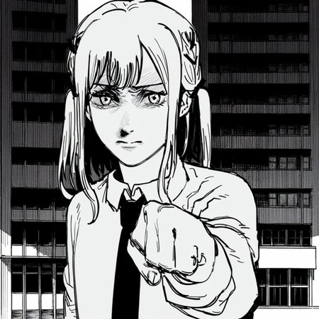 1girl,(togawa sakiko:1.1),bang dream!,bang dream! it's mygo!!!!!,
1girl,solo,necktie,hair ornament,shirt,black necktie,collared shirt,white shirt,looking at viewer,short ponytail,short hair,day,long sleeves,building,closed mouth,serious,
masterpiece,best quality,amazing quality,very aesthetic,highres,absurdres,<lora:ftstyle-noob05-v2:1.4>,ftstyle,monochrome,greyscale,<lora:AgniFace_Illustrious:0.9>,agniface,male focus,(hand up:1.1),parody,hatching (texture),clenched hand,