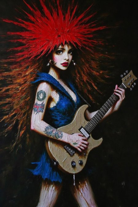 talo1 painting of punk sailor moon playing a guitar at a heavy metal mosh pit, tattoos, piercing,  <lora:talo1_cap_d6a3e15:1.0><lora:828767609957898430:0>