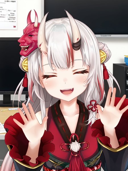 detailed background, shiny skin, posing, rating safe,
<lora:ayame.pony:1>,
ayame,
closed eyes, smile, happy, 
office,