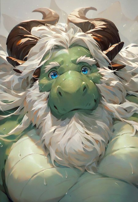 score_9, score_8_up, score_7_up, furry, solo, ahoge, smile, snout,  creature, first view,(Expressiveh, TrailH, , lscore_9, score_8_up, score_7_up ,score_6_up, solo, 8k, score_9, score_8_up, score_7_up, score_6_up, BREAK,,dragon creature, (anthro dragon, white long hair, Green skin ,brown horns, granfather, more of 70 years old ,old dragon , masculine, pudgy, fat, chubby, overweight ,long beard, blue eyes, mature male), green skin, detailed body,, anthro, male,  detailed dragon,sexy expression, detailed sweat, sweaty, sexy expression, detailed sweat, sweaty,  anthro, male, only face, tonge out ,