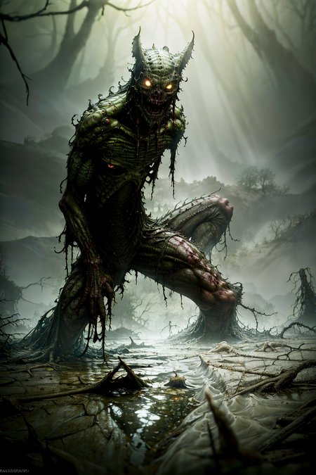 (ohwx) a (swamp zombie) disturbing scene, close up, photography, natural light, photorealism, cinematic rendering, ray tracing, the highest quality, the highest detail, Cinematic, Third-Person View, Blur Effect, Long Exposure, 8K, Ultra-HD, Natural Lighting, Moody Lighting, Cinematic Lighting
 <lora:Hell2_v1.0:0.9>